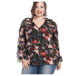 Jessica Simpson Keilani Top In Bird Print
